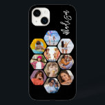 Colagem de Fotografias Múltiplas Simples Personali<br><div class="desc">Colagem de Fotografias Múltiplas O Simples Nome Personalizado Hexagon A capas de iphone do Padrão Hexagônico apresenta uma colagem de fotografias das suas fotografias favoritas em forma de hexágono. Personalizado com seu nome. Perfeito para o aniversário, Natal, Dia de as mães, Dia de os pais, Avós, irmão, irmã, melhor amigo...</div>