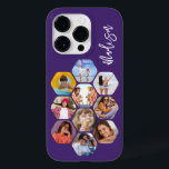 Colagem de Fotografias Múltiplas Simples Personali<br><div class="desc">Colagem de Fotografias Múltiplas O Simples Nome Personalizado Hexagon A capas de iphone do Padrão Hexagônico apresenta uma colagem de fotografias das suas fotografias favoritas em forma de hexágono. Personalizado com seu nome. Perfeito para o aniversário, Natal, Dia de as mães, Dia de os pais, Avós, irmão, irmã, melhor amigo...</div>