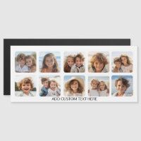 Colagem de fotos 10 com texto simples - ímã branco