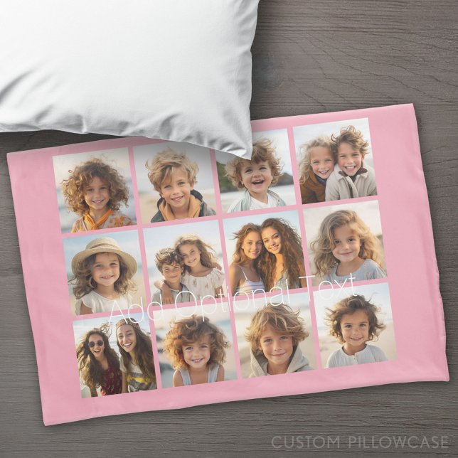 Colagem de Fotos 12 com Cor-de-Fundo Personalizada (Custom Pillowcase)