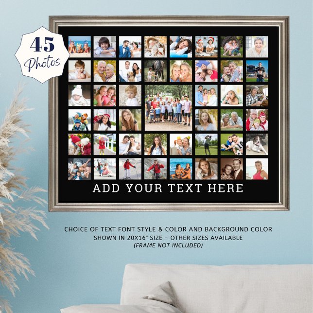 Colagem de Fotos 45 Fotos Personalizadas Preta (Criador carregado)