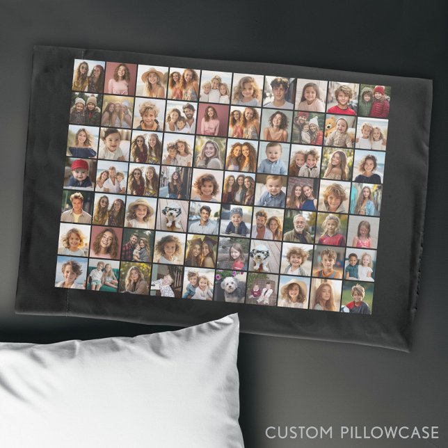 Colagem de Fotos 70 Dourada - Imagem Personalizada (Custom Photo Collage Pillowcase)