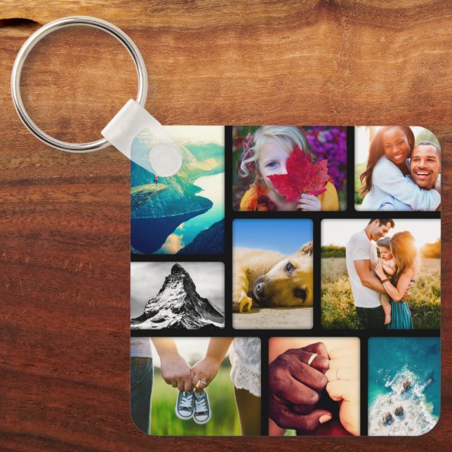 Colagem de Fotos 9 de Lado Duplo Chaveiro de Metal (Frente)