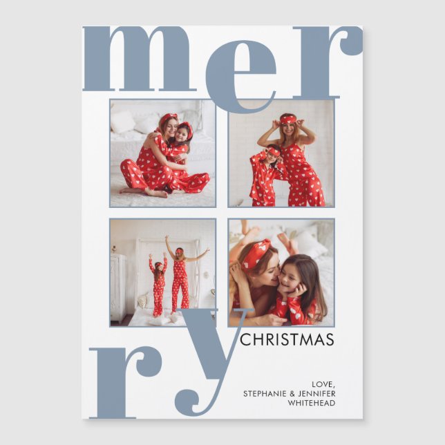 Colagem de Fotos Azul Dusty de Natal Moderno (Frente)