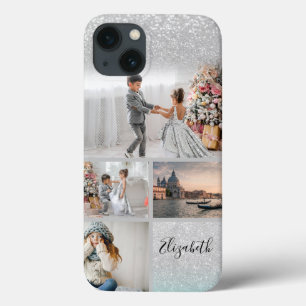 Colagem de Fotos Bokeh Brilho Prata Seu Nome