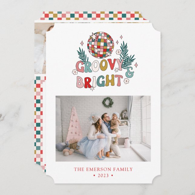 Colagem de Fotos Cartão de Férias Retro (Frente/Verso)