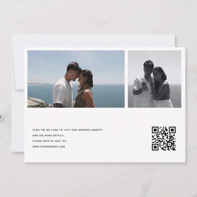 Colagem de Fotos Casamento | Convites Código Qr (Verso)