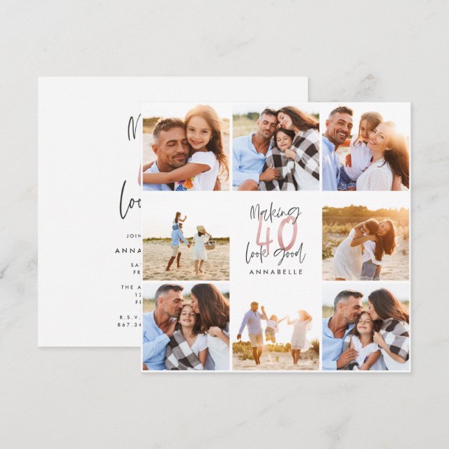 Colagem de fotos cintilantes cintilantes cor-de-ro (Frente/Verso)