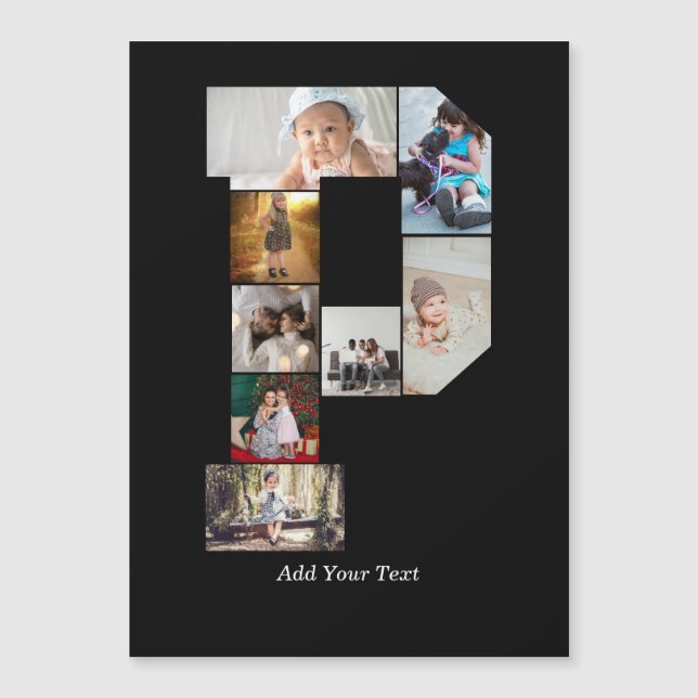 Colagem de Fotos com Letra P em Preto e Branco (Frente)