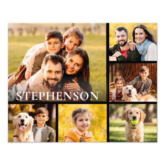 Colagem de Fotos da Família 6 Imagens Nome Preto (Frente)