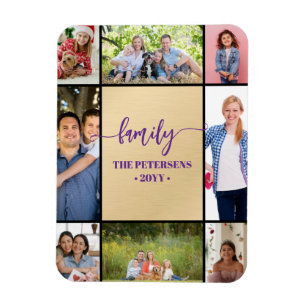 colagem de fotos da família ímã preto dourado scri