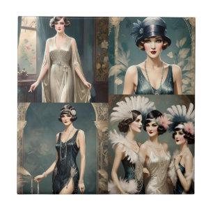 Colagem de Fotos da Moda Feminina dos Anos 1920,
