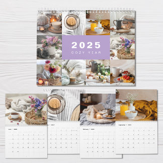 Colagem de Fotos de Ano Cozy Calendário Moderno de
