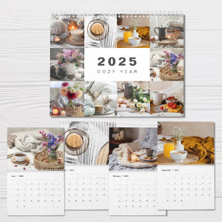 Colagem de Fotos de Ano Cozy Calendário Moderno de