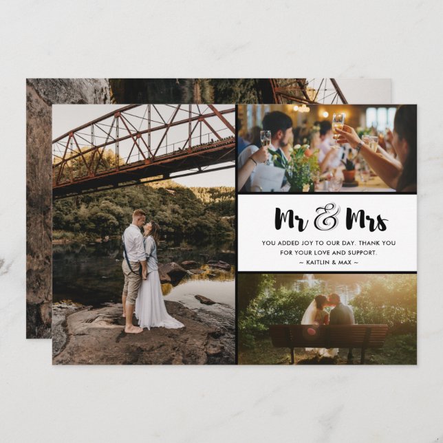 Colagem de Fotos de Casamento Agradecimento Sr e S (Frente/Verso)