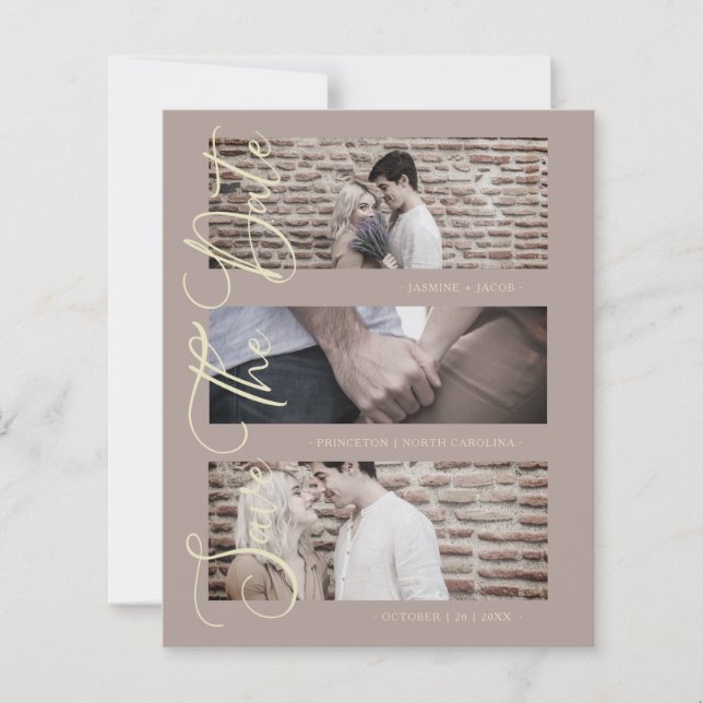 Colagem de Fotos de Casamento Marrom Barata Trendy (Frente)