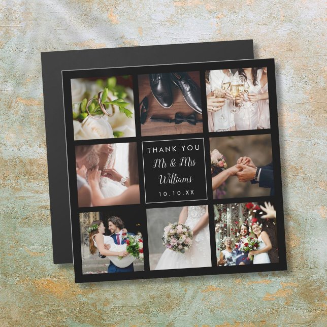 Colagem de Fotos de Casamento Simples com Agradeci (Simple Script Wedding Photo Collage Thank You)
