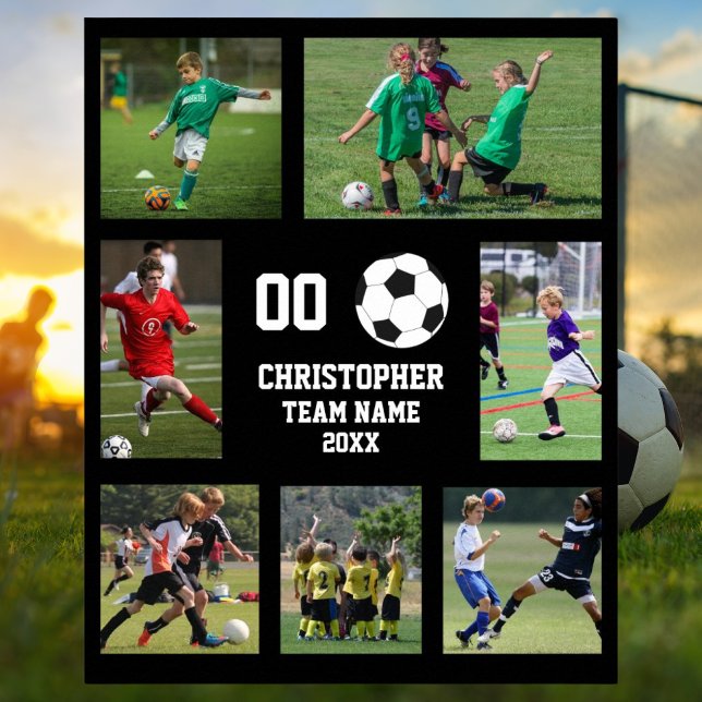 Colagem de fotos de futebol 7 nome do time pôster (Soccer 7 photo collage team name poster)