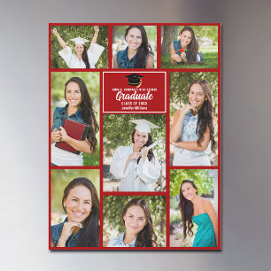Colagem de Fotos de Graduado Vermelho Ímã de Forma