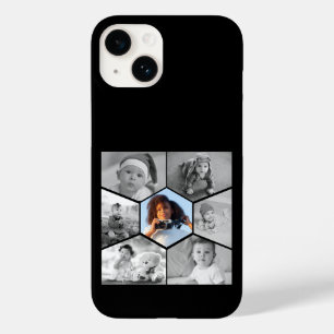 Colagem de Fotos de Hexágono Preto e Branco