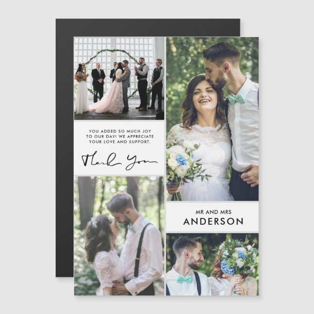 Colagem de Fotos do Casamento Moderno Obrigado (Frente/Verso)