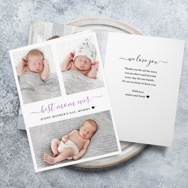 Colagem de Fotos do Dia das Mães Moderno em Cartão (Modern Mother's Day Photo Collage Folded Card)