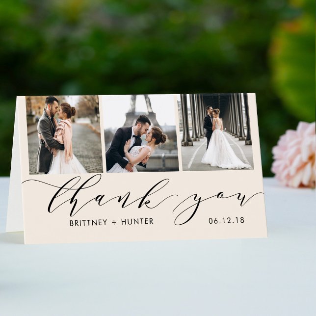 Colagem de Fotos Elegante 3 de Branco Obrigado (Criador carregado)