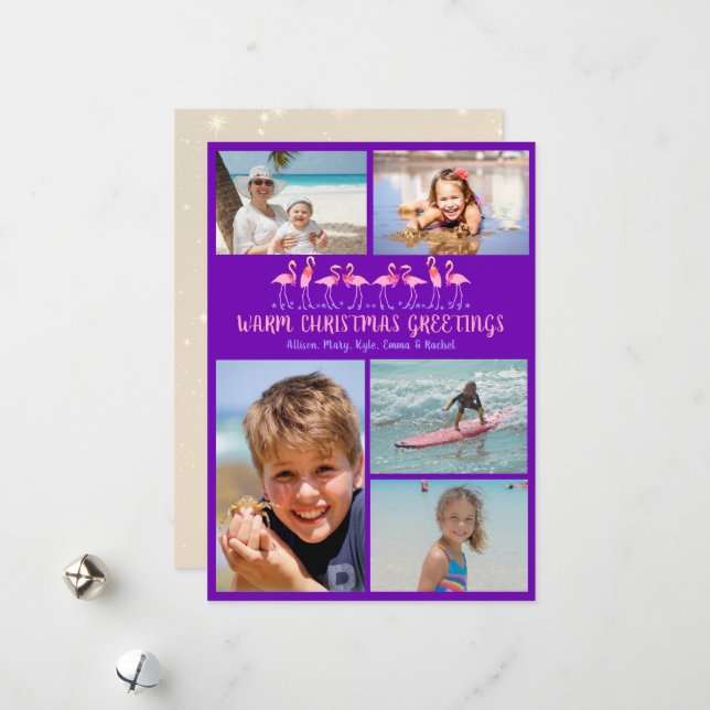 Colagem de Fotos Flamingos de Cartões de natal Que (Frente/Verso In Situ)