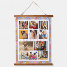 Colagem de Fotos Floral Retro Personalizada com 10