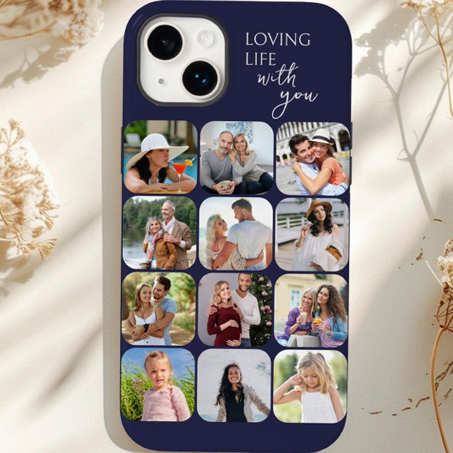 Colagem de Fotos Grade de 12 Fotos Amando a Vida c (Dark Purple iphone case with 12 picture photo collage by Darling & May)