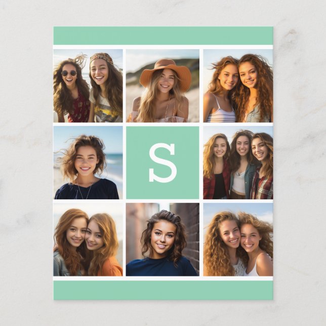 Colagem de Fotos Mint e White com Monograma (Frente)