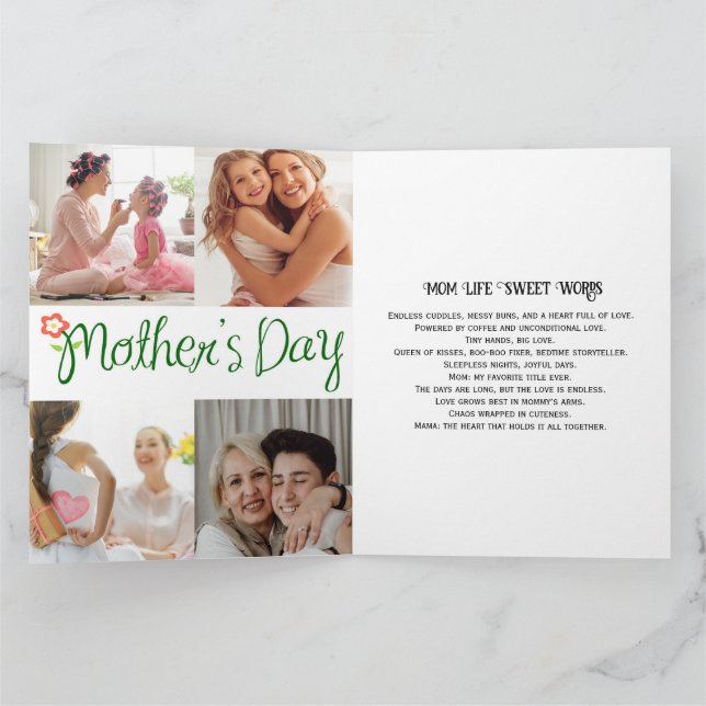 Colagem de Fotos 'Nós Te Amamos' Cartão do Dia das (Interior)