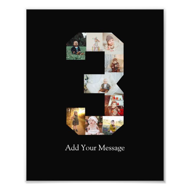 Colagem de Fotos Número 3 Preto e Branco (Frente)