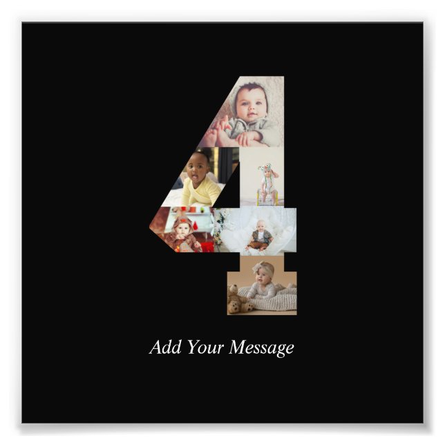 Colagem de Fotos Número 4 Preto e Branco (Frente)