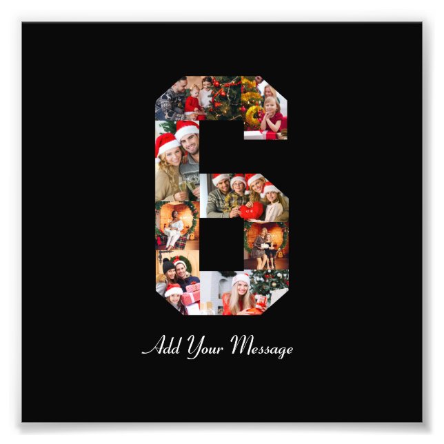 Colagem de Fotos Número 6 Preto e Branco (Frente)