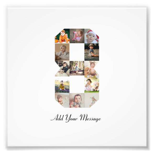 Colagem de Fotos Número 8 Preto e Branco (Frente)