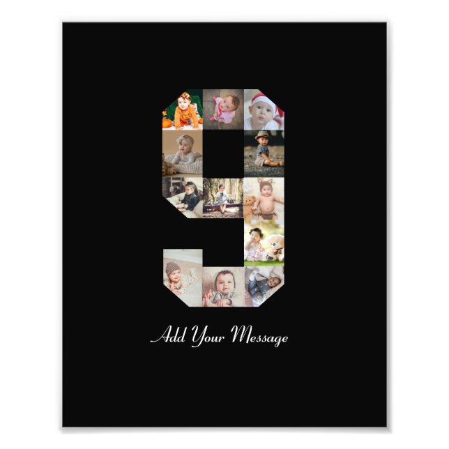 Colagem de Fotos Número 9 Preto e Branco (Frente)