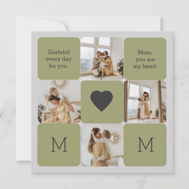 Colagem de Fotos para a Mãe - Cartão de Saudação (Frente)