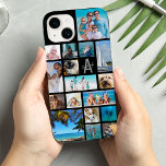 Colagem de Fotos Personalizada 17 Nome do Monogram<br><div class="desc">Carregar 17 de suas fotos favoritas nesta capa de telefone personalizada de células coloridas utilizando este modelo de colagem de fotos fácil de carregar com diferentes formas e tamanhos para acomodar uma variedade de imagens com um monograma e nome mostrado em um script moderno editável e fontes clássicas contra um...</div>