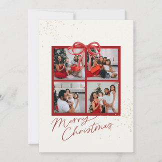 Colagem de Fotos Presente de Natal Cartão Arco Ver