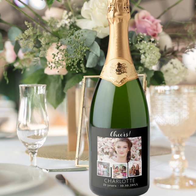 Colagem de fotos pretas e pretas de aniversário an (Criador carregado)