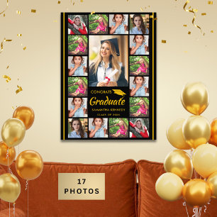 Colagem de Fotos Preto e Dourado 17 Parabéns Gradu