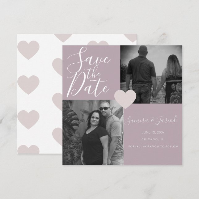 Colagem de Fotos Rosa Coração Simples (Frente/Verso)