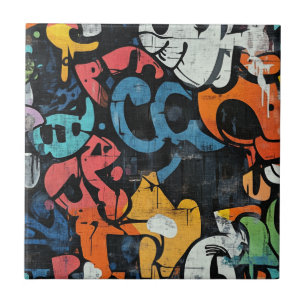 Colagem de Grafite Urbana com Cores Intensas Pintu