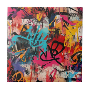 Colagem de Grafite Urbana com Cores Intensas Pintu