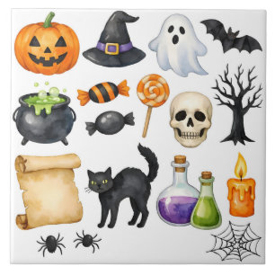 Colagem de Halloween em Aquarela