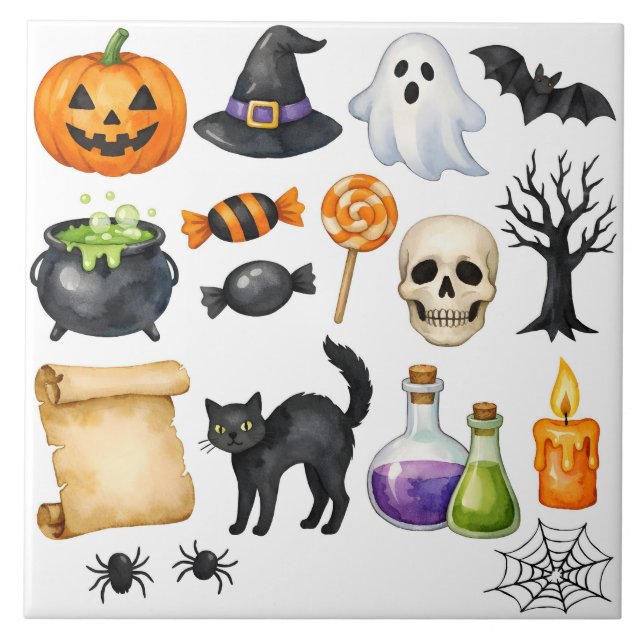 Colagem de Halloween em Aquarela (Frente)