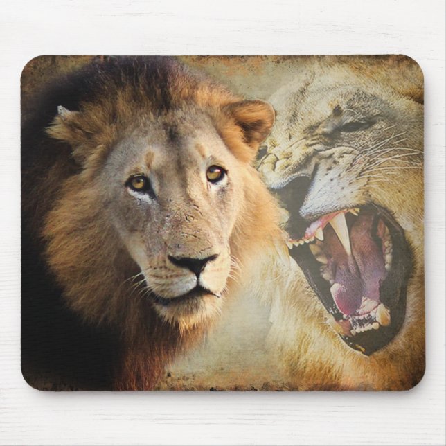 Colagem de leões masculinos do Mouse Pad (Frente)