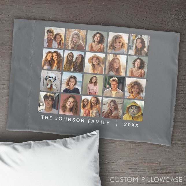Colagem de Modelo de Foto 20 com Texto Personaliza (Create Your Own Photo Collage Pillowcase)