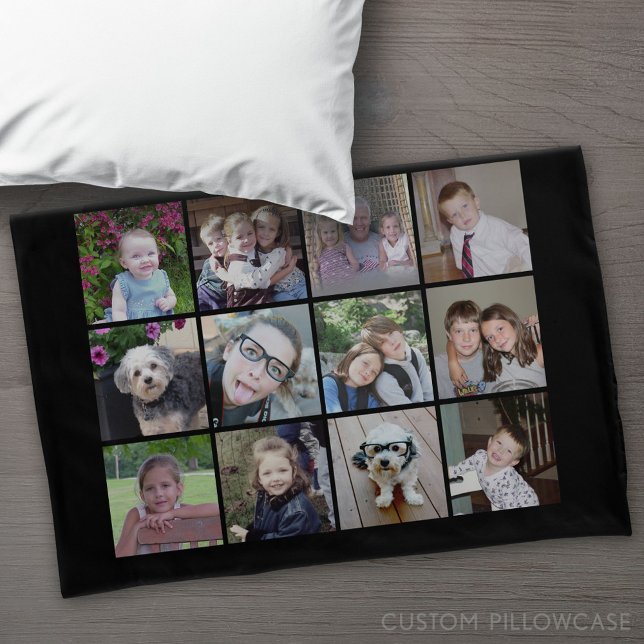 Colagem de Modelo de Foto 24 com Texto Personaliza (Custom Pillowcase)
